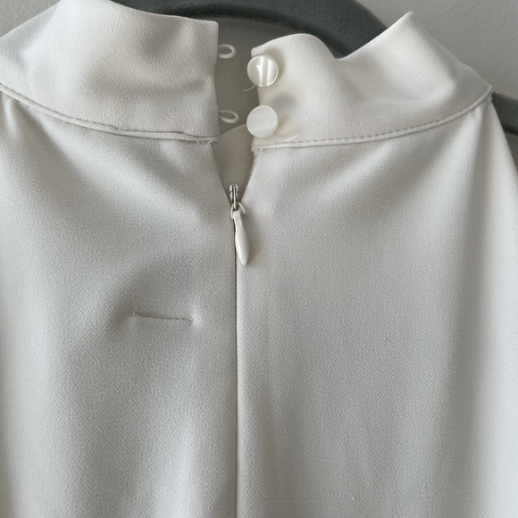 White Mock-Neck A-Line Mini Dress - Picture 11 of 14